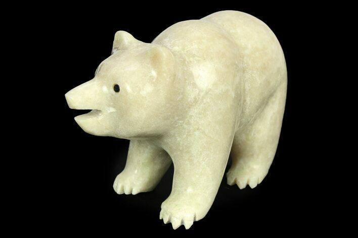 Realistic Polished White Serpentine Stone Bear - Oklahoma #308420